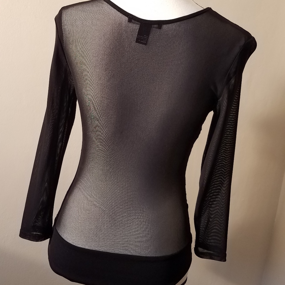 Sold! FOREVER 21 Women's Sheer Black Lace Body Suit - Picture 3 of 4